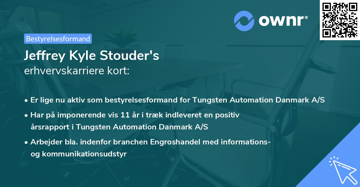 Jeffrey Kyle Stouder's erhvervskarriere kort