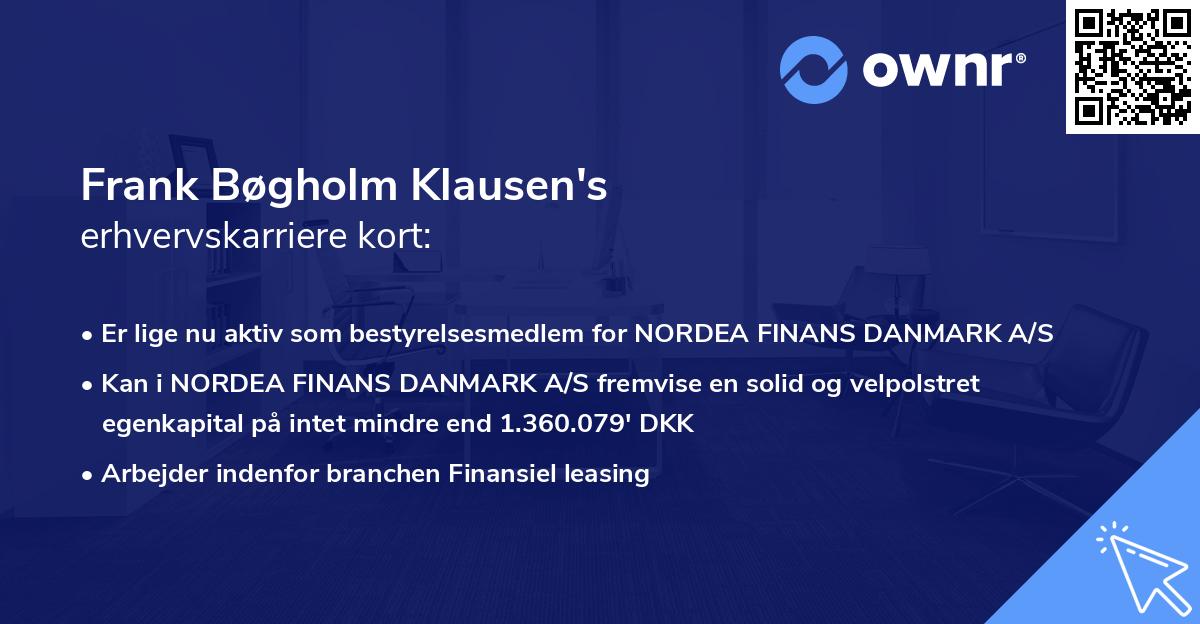 Frank Bøgholm Klausen's erhvervskarriere kort