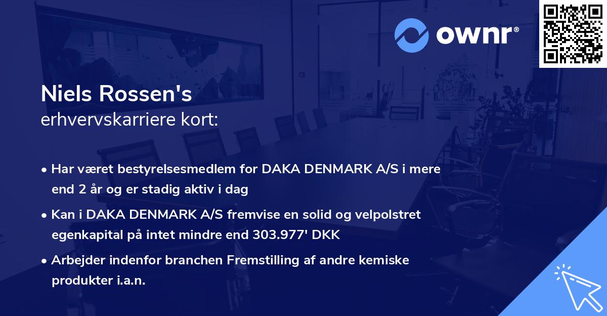 Niels Rossen's erhvervskarriere kort