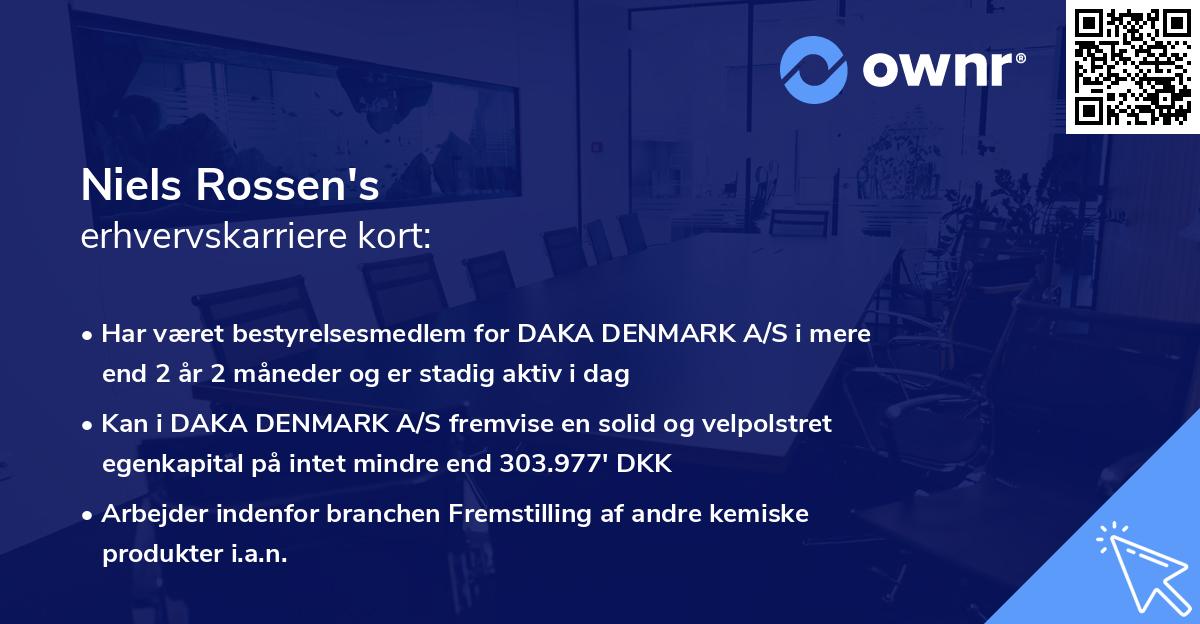 Niels Rossen's erhvervskarriere kort
