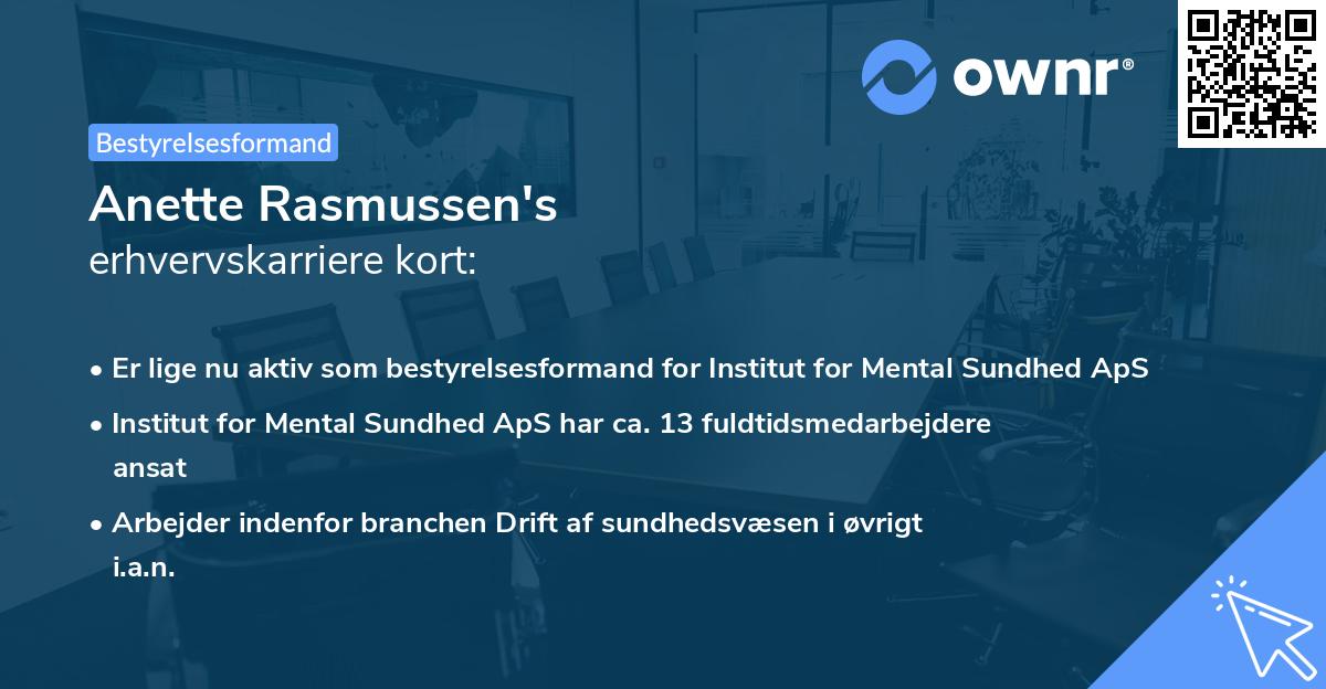Anette Rasmussen's erhvervskarriere kort