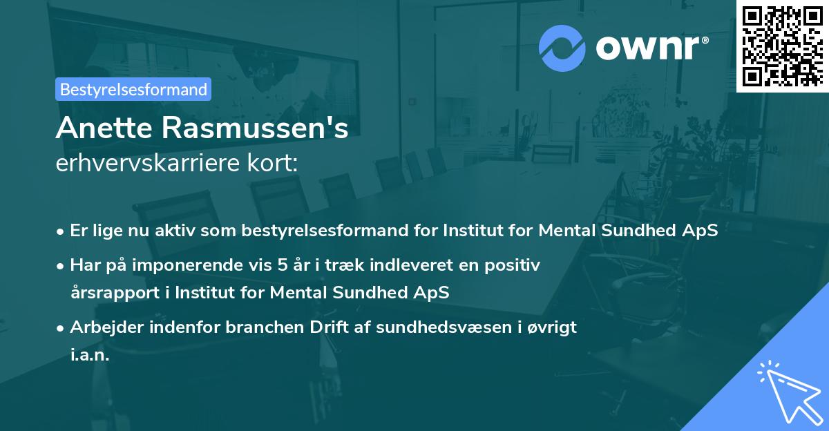 Anette Rasmussen's erhvervskarriere kort