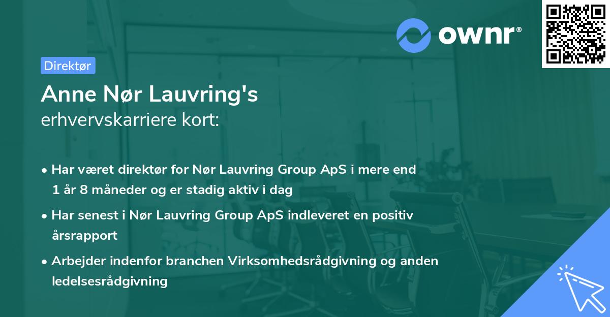 Anne Nør Lauvring's erhvervskarriere kort
