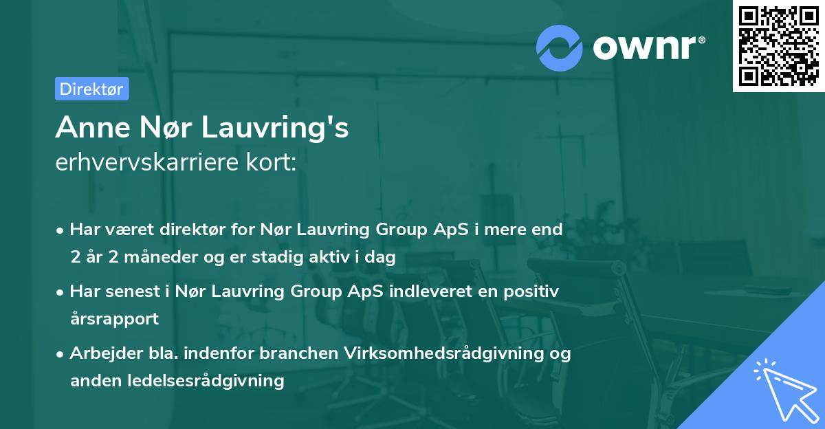Anne Nør Lauvring's erhvervskarriere kort
