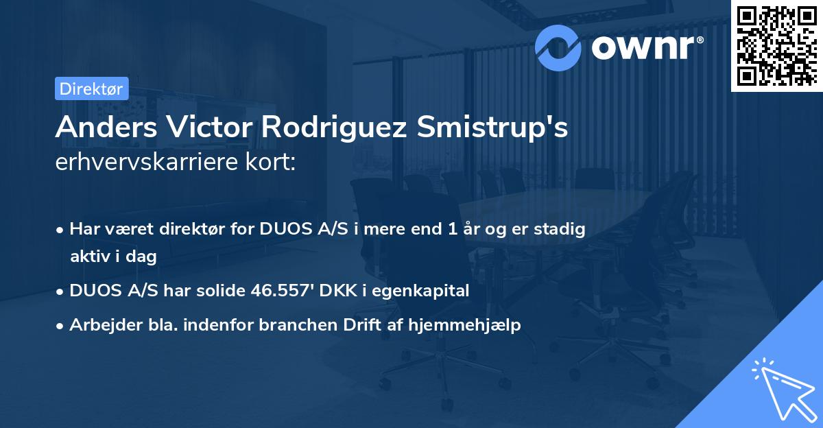Anders Victor Rodriguez Smistrup's erhvervskarriere kort
