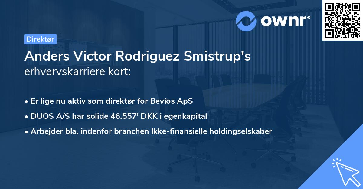 Anders Victor Rodriguez Smistrup's erhvervskarriere kort