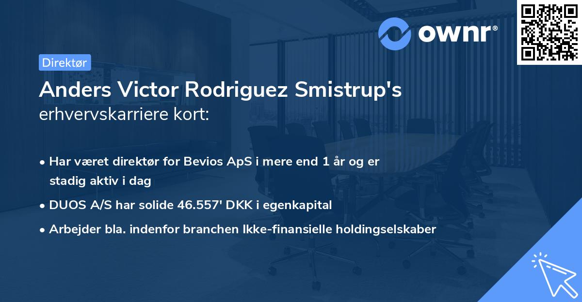Anders Victor Rodriguez Smistrup's erhvervskarriere kort