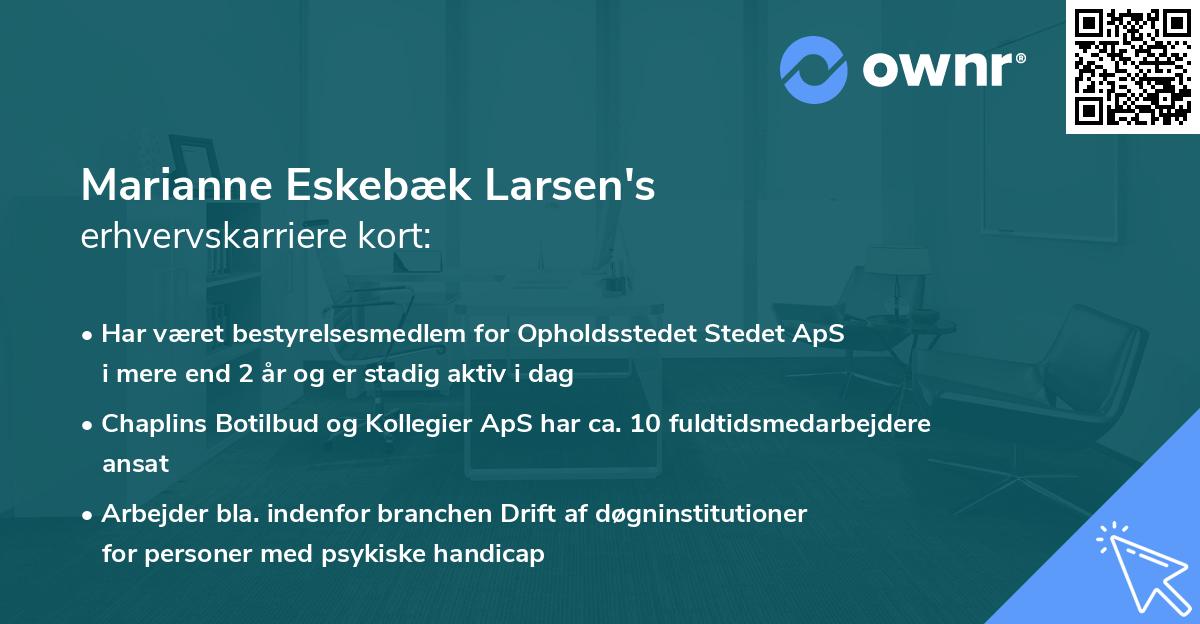 Marianne Eskebæk Larsen's erhvervskarriere kort