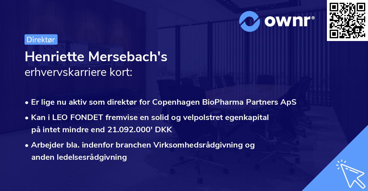 Henriette Mersebach's erhvervskarriere kort