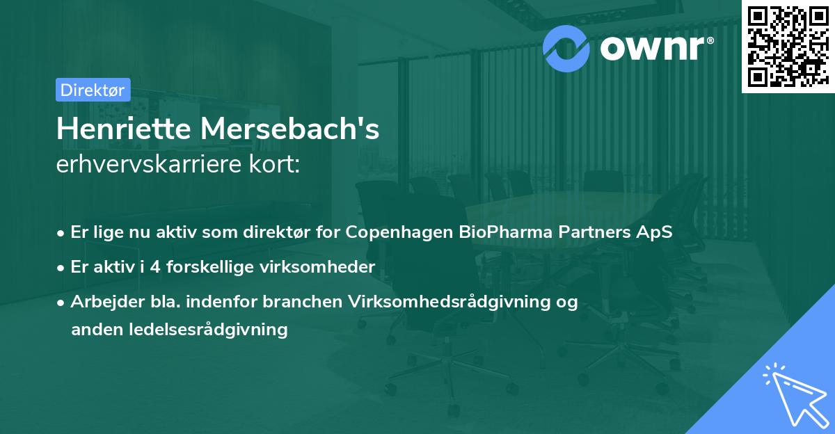 Henriette Mersebach's erhvervskarriere kort