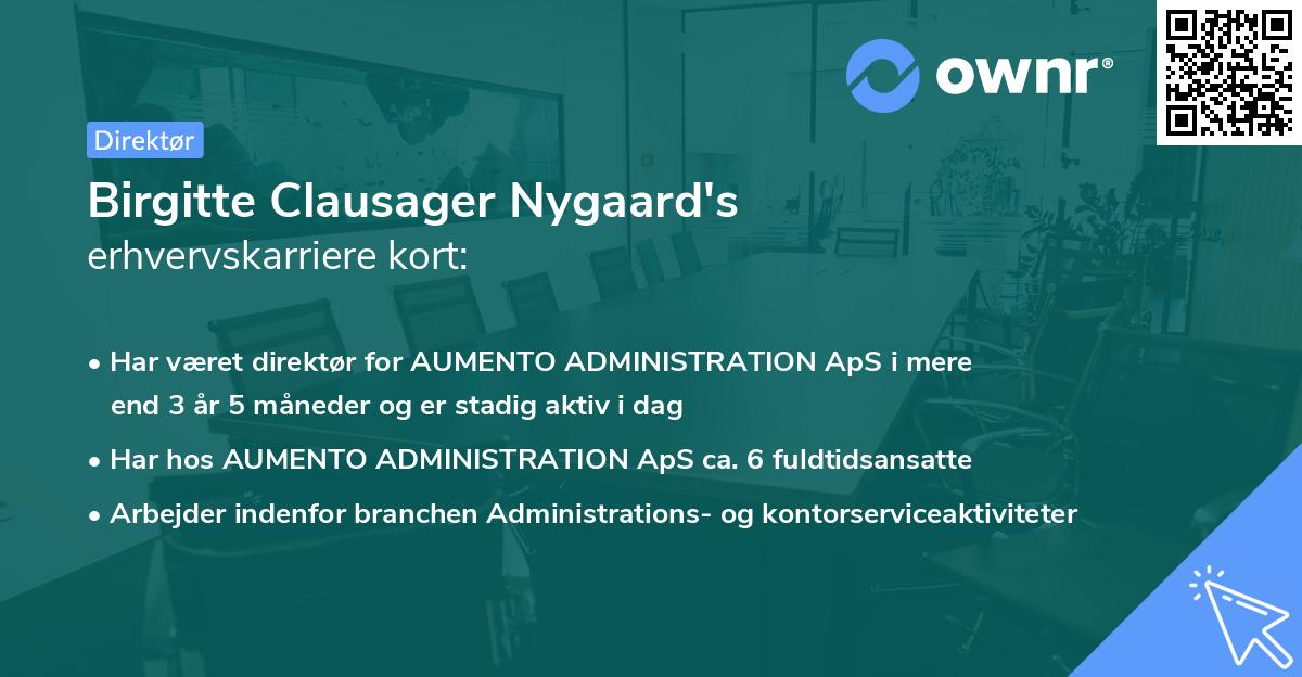 Birgitte Clausager Nygaard's erhvervskarriere kort