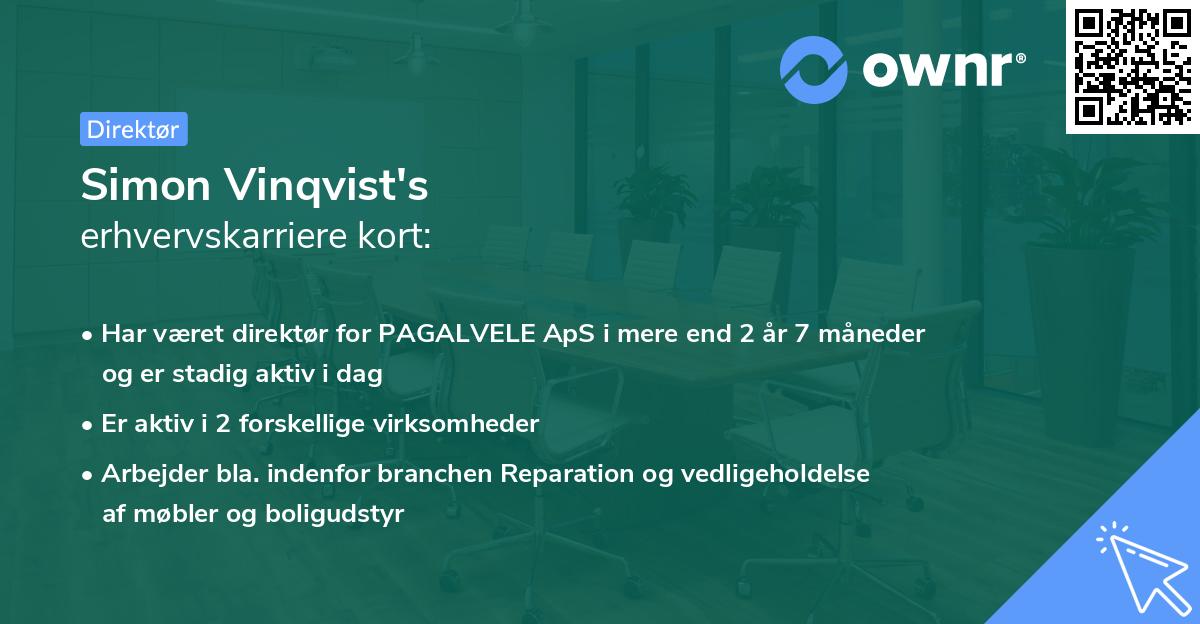 Simon Vinqvist's erhvervskarriere kort