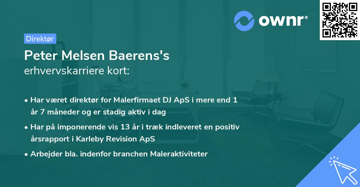 Peter Melsen Baerens's erhvervskarriere kort