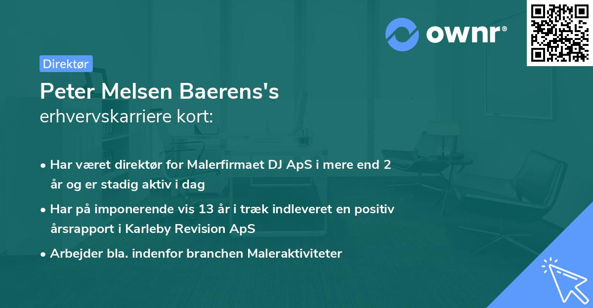 Peter Melsen Baerens's erhvervskarriere kort