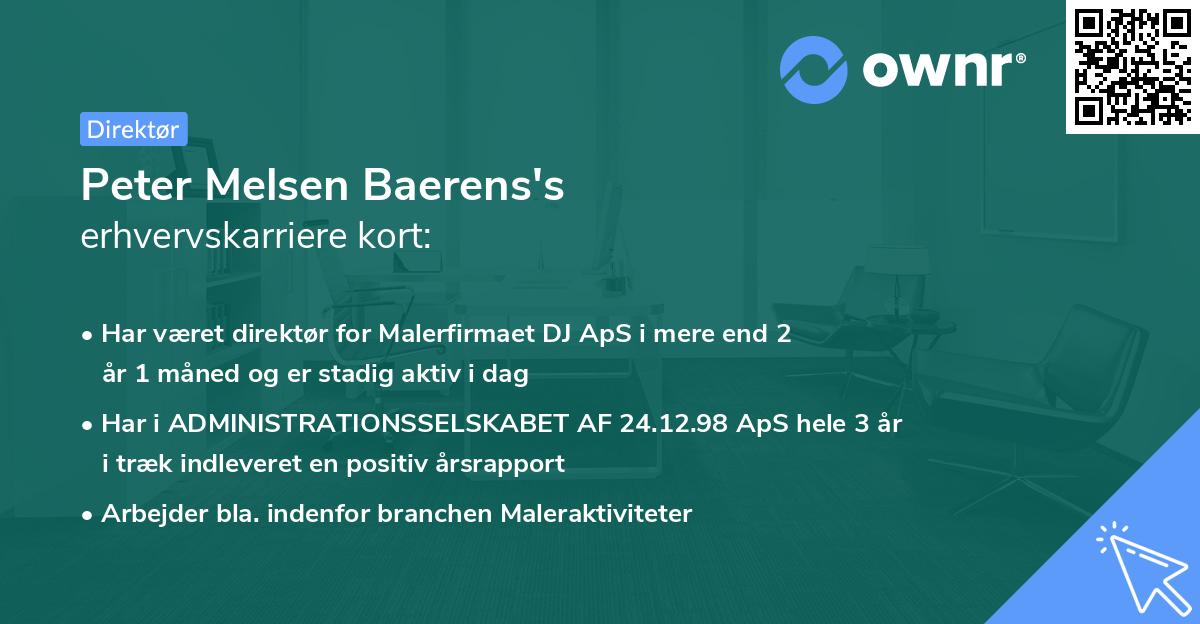 Peter Melsen Baerens's erhvervskarriere kort
