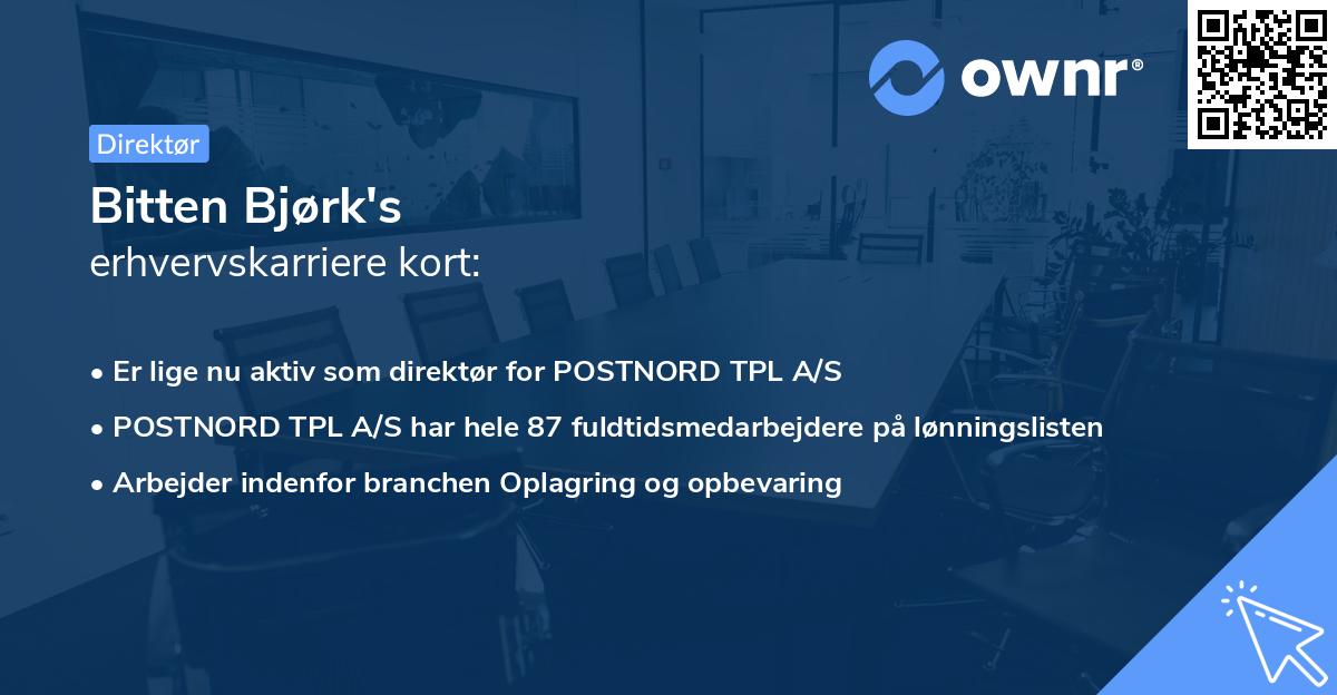 Bitten Bjørk's erhvervskarriere kort