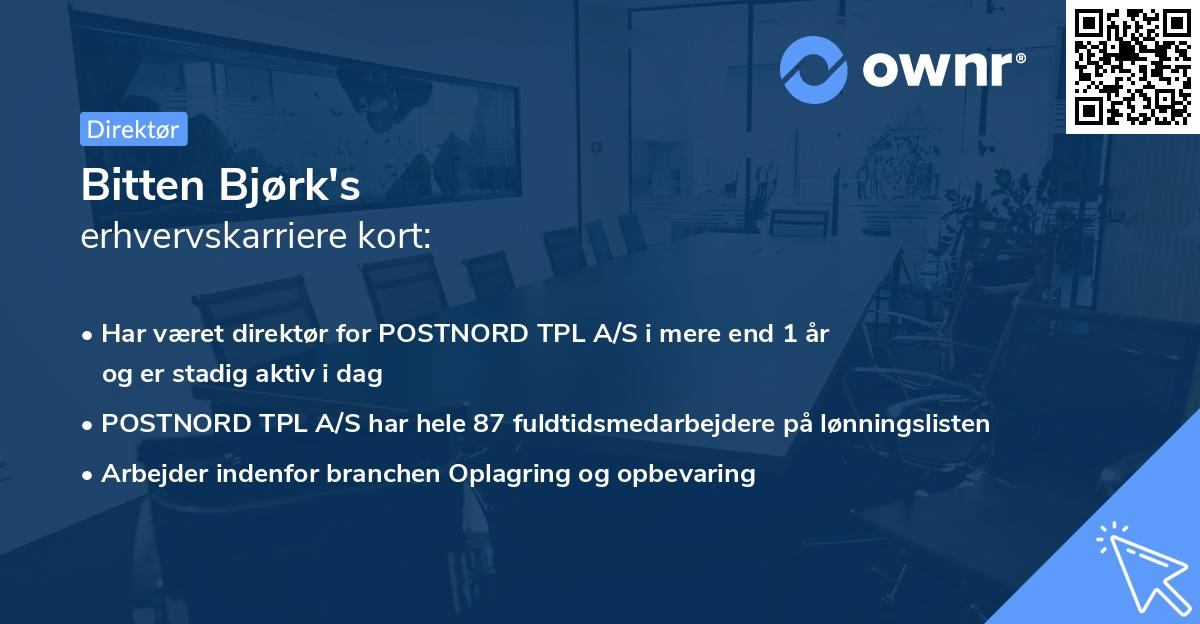 Bitten Bjørk's erhvervskarriere kort