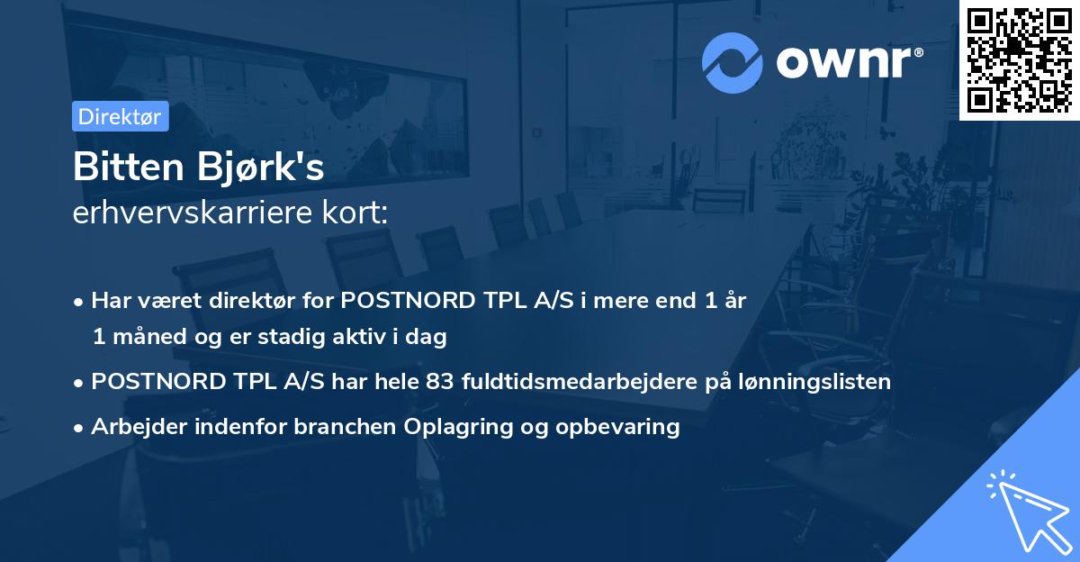Bitten Bjørk's erhvervskarriere kort