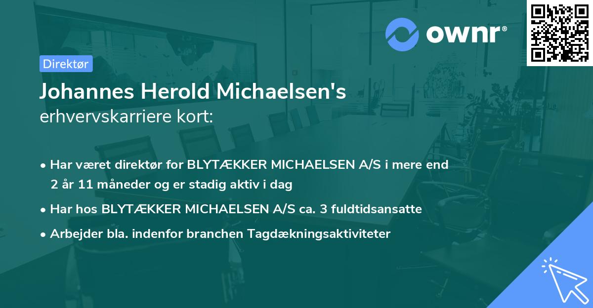 Johannes Herold Michaelsen's erhvervskarriere kort