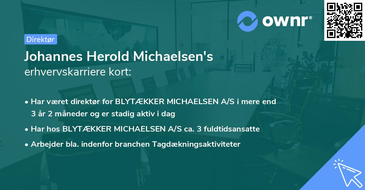 Johannes Herold Michaelsen's erhvervskarriere kort
