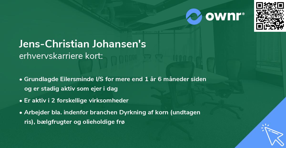 Jens-Christian Johansen's erhvervskarriere kort