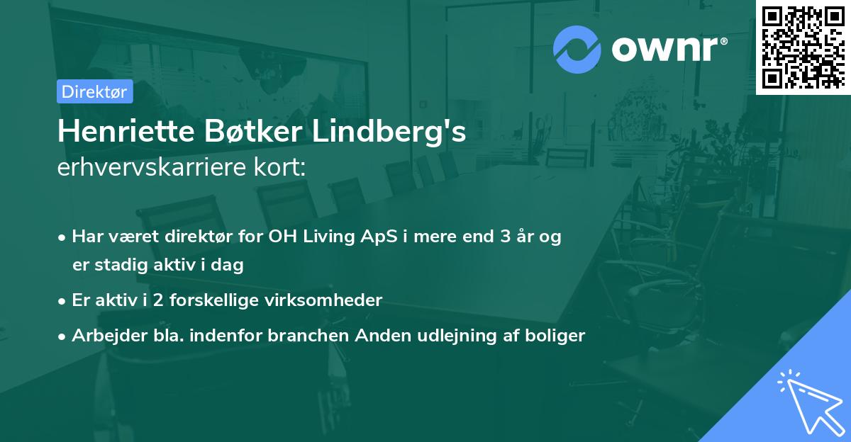 Henriette Bøtker Lindberg's erhvervskarriere kort