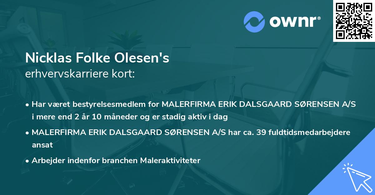 Nicklas Folke Olesen's erhvervskarriere kort