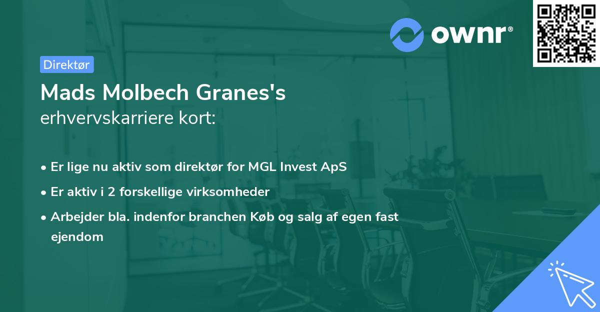 Mads Molbech Granes's erhvervskarriere kort