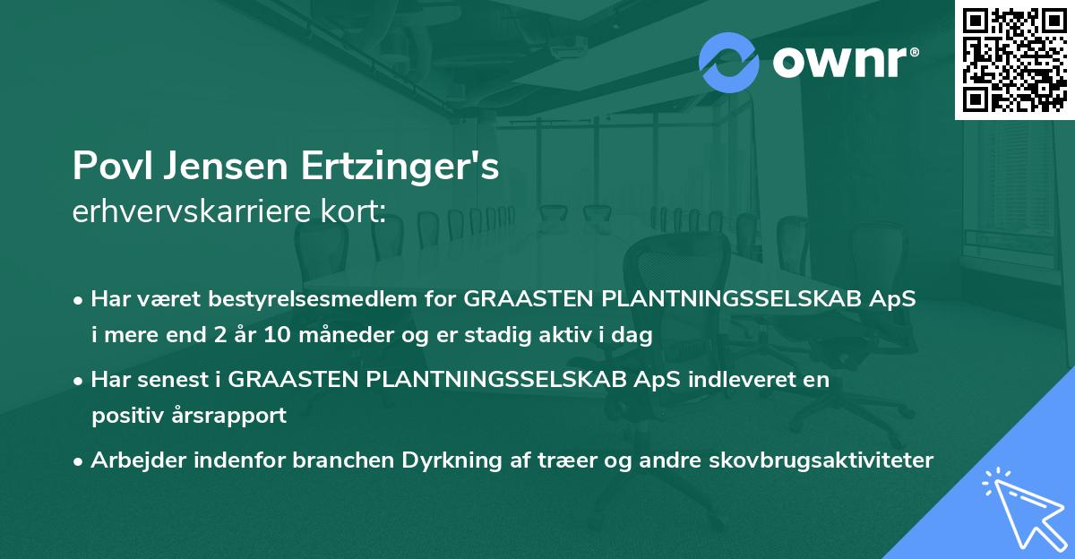 Povl Jensen Ertzinger's erhvervskarriere kort