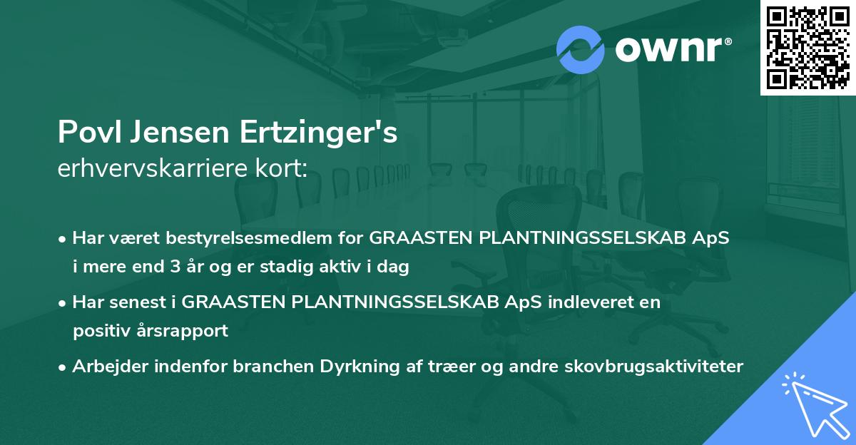 Povl Jensen Ertzinger's erhvervskarriere kort