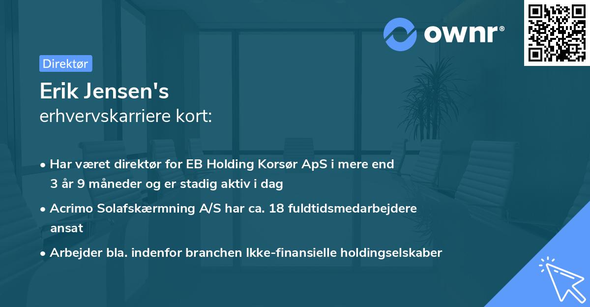 Erik Jensen's erhvervskarriere kort