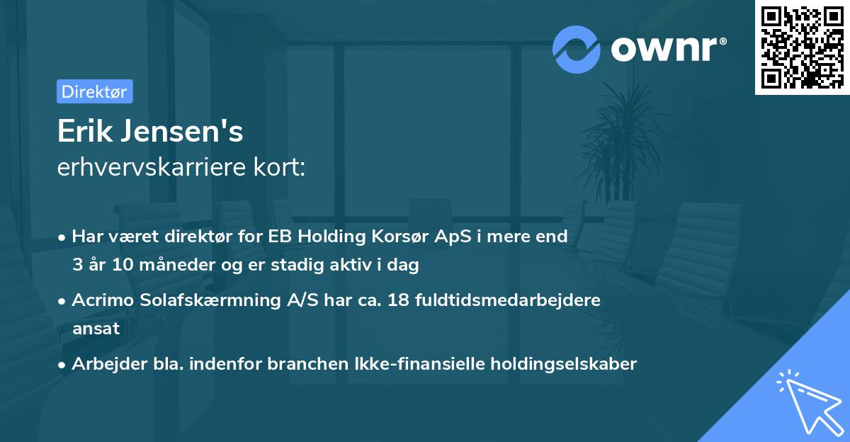 Erik Jensen's erhvervskarriere kort