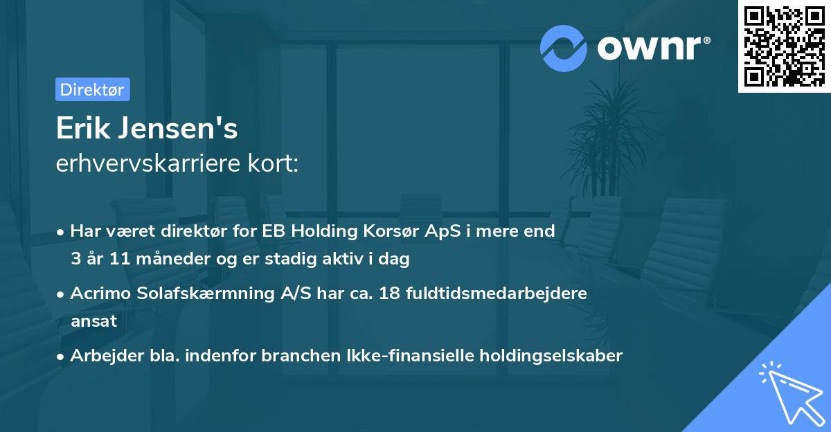 Erik Jensen's erhvervskarriere kort