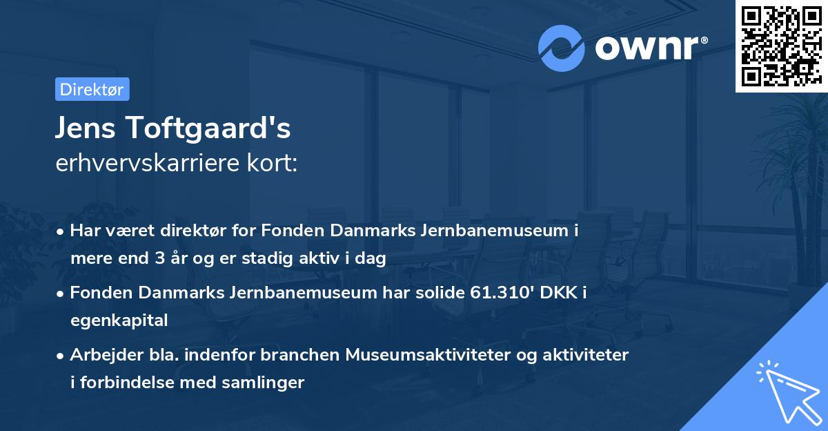 Jens Toftgaard's erhvervskarriere kort