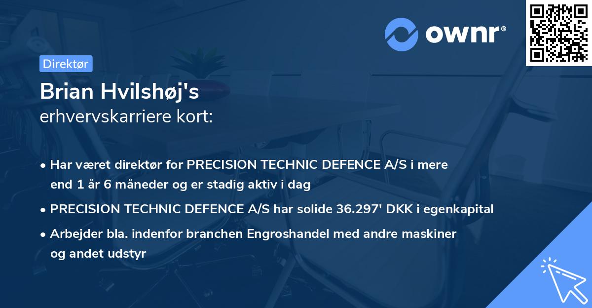 Brian Hvilshøj's erhvervskarriere kort