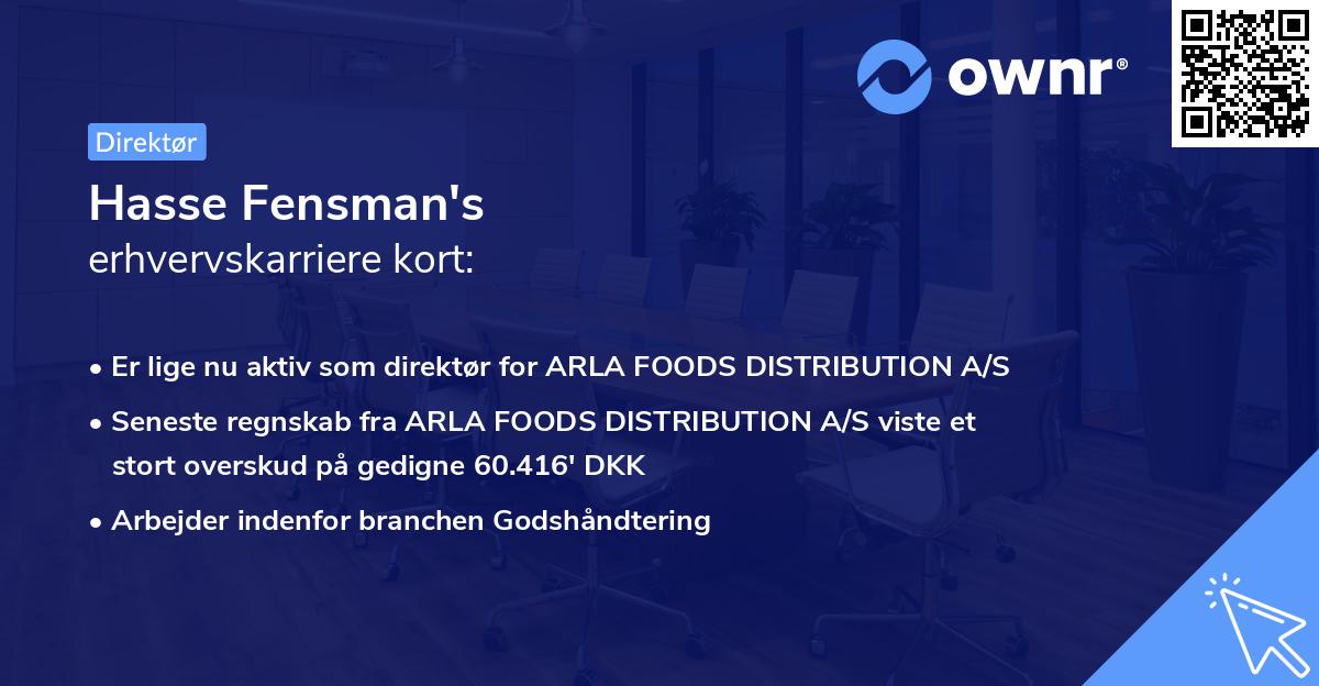 Hasse Fensman's erhvervskarriere kort