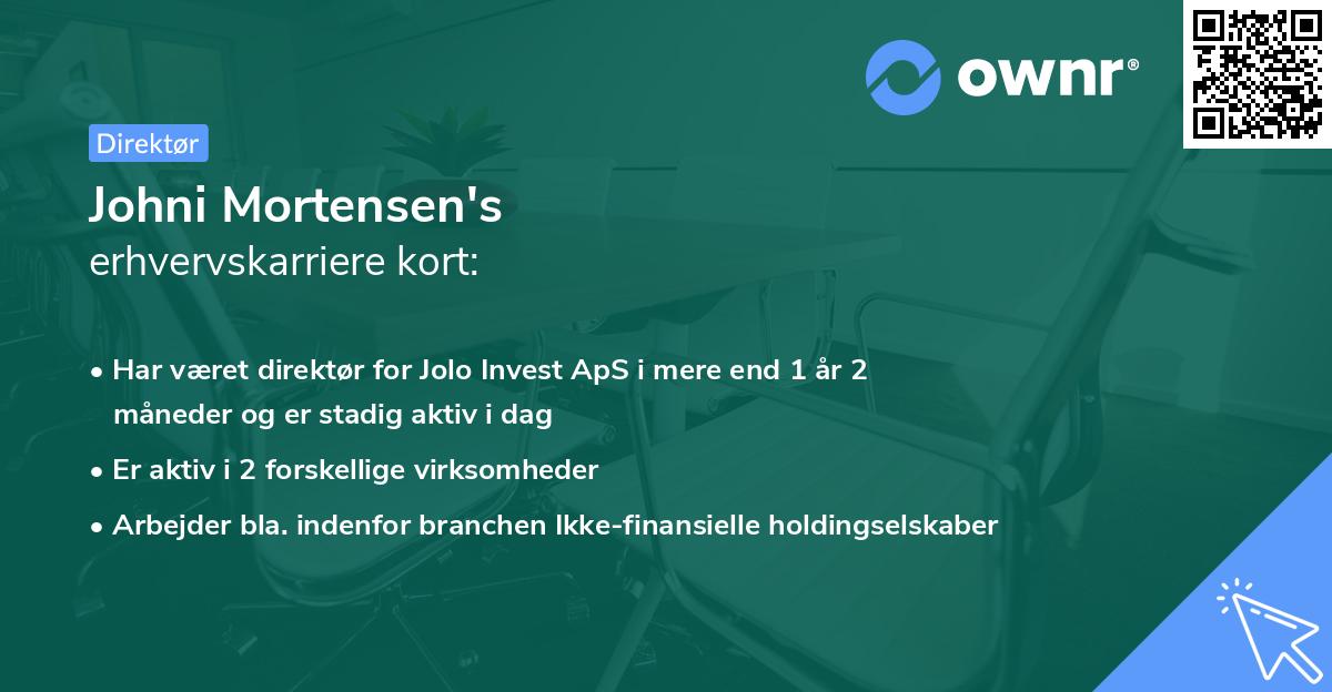Johni Mortensen's erhvervskarriere kort