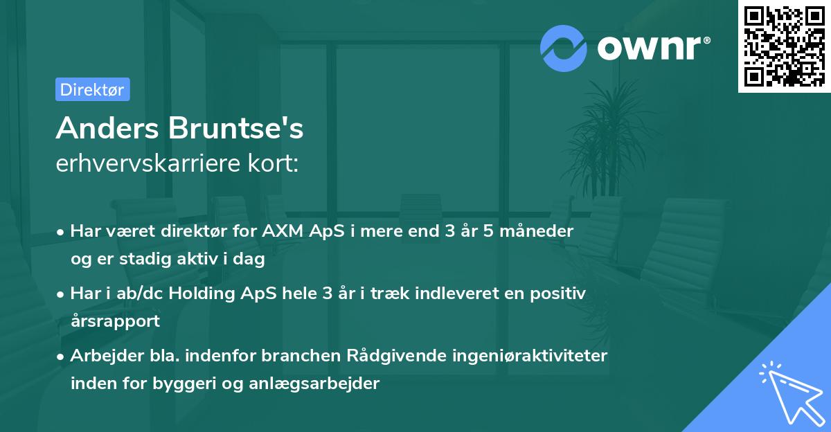 Anders Bruntse's erhvervskarriere kort