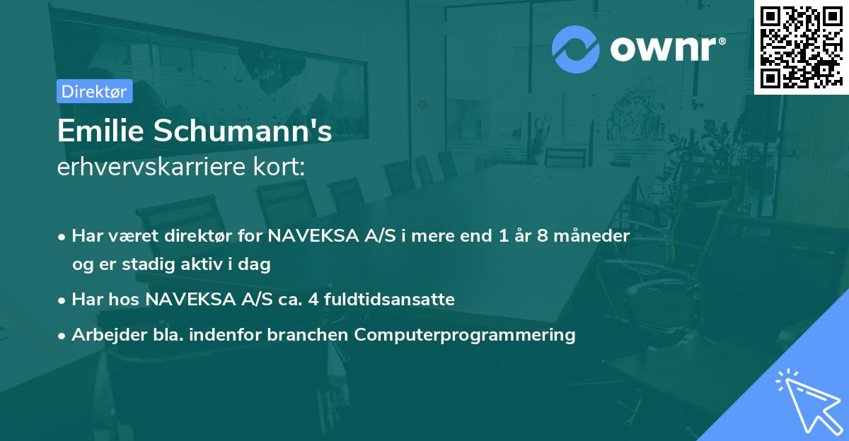 Emilie Schumann's erhvervskarriere kort