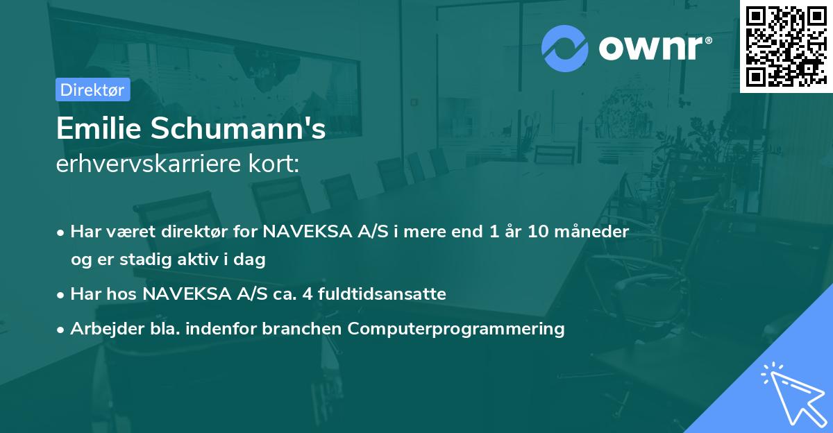 Emilie Schumann's erhvervskarriere kort