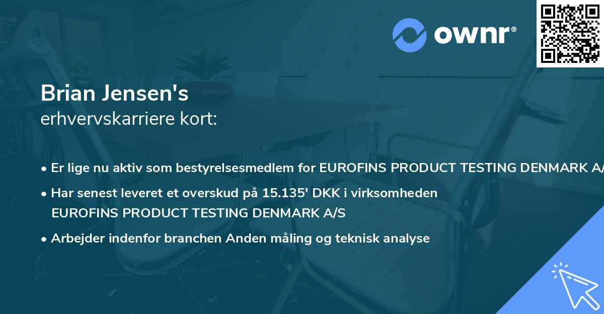 Brian Jensen's erhvervskarriere kort