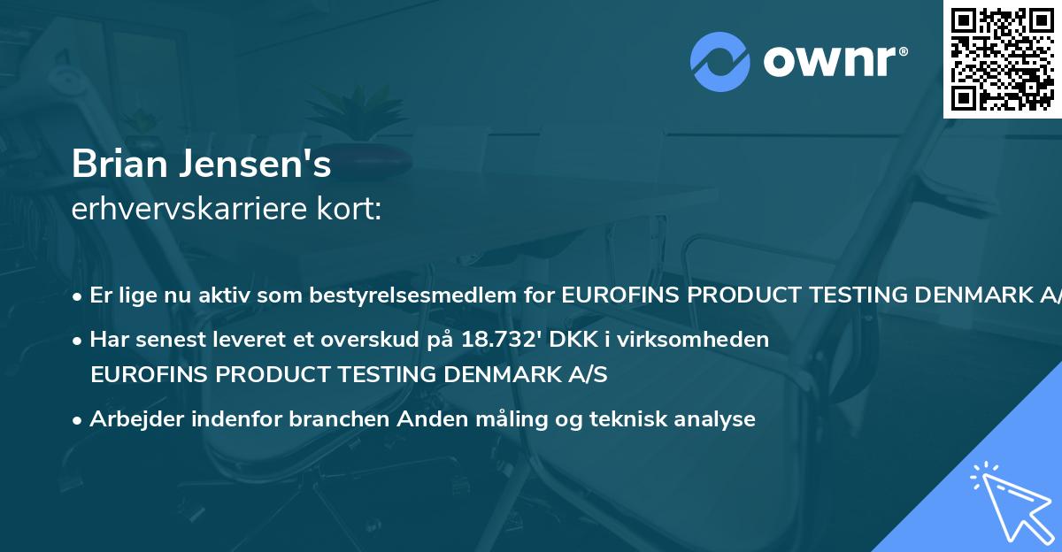 Brian Jensen's erhvervskarriere kort