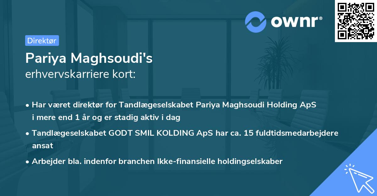 Pariya Maghsoudi's erhvervskarriere kort