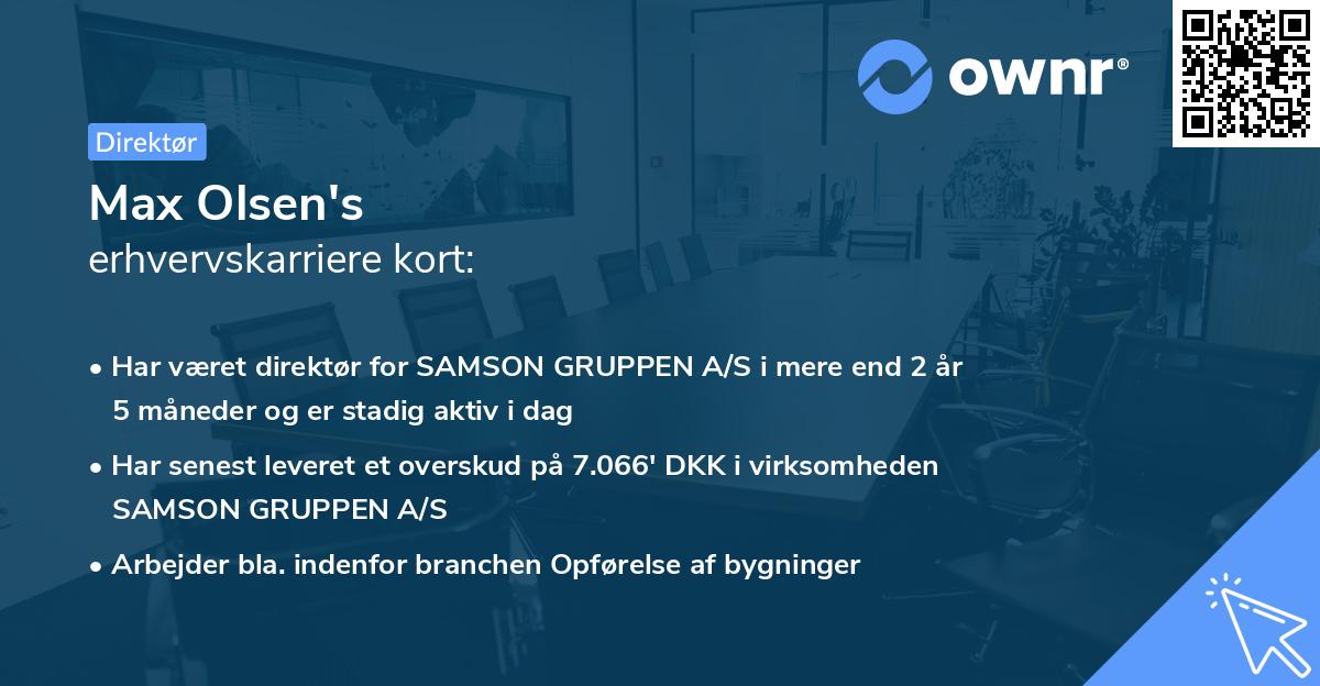 Max Olsen's erhvervskarriere kort