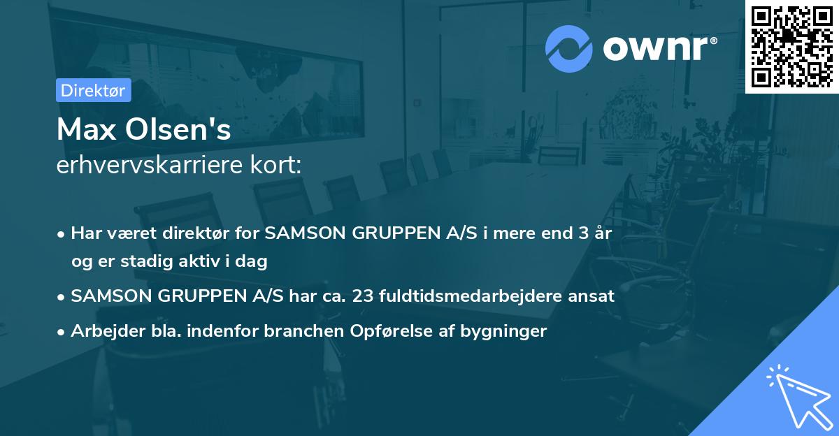 Max Olsen's erhvervskarriere kort
