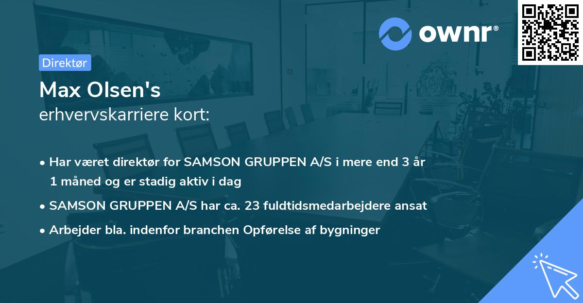 Max Olsen's erhvervskarriere kort