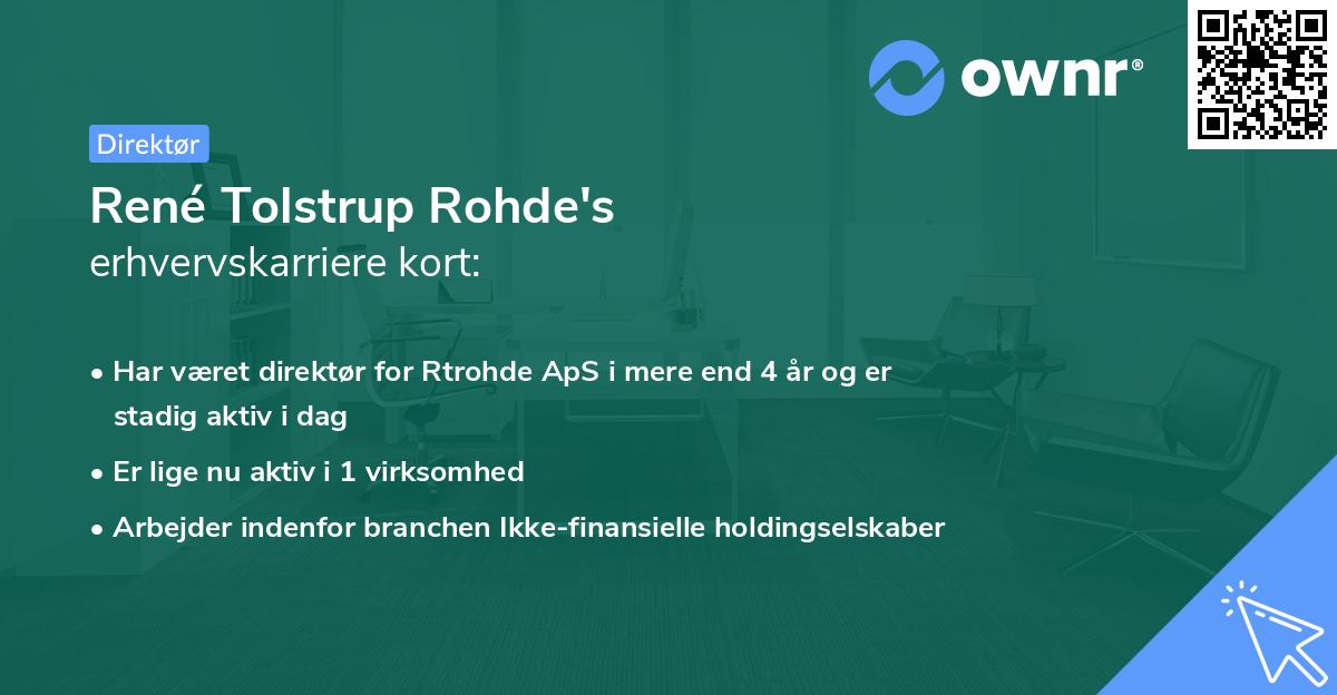 René Tolstrup Rohde's erhvervskarriere kort
