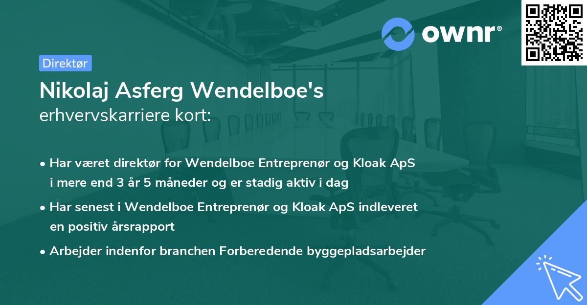 Nikolaj Asferg Wendelboe's erhvervskarriere kort