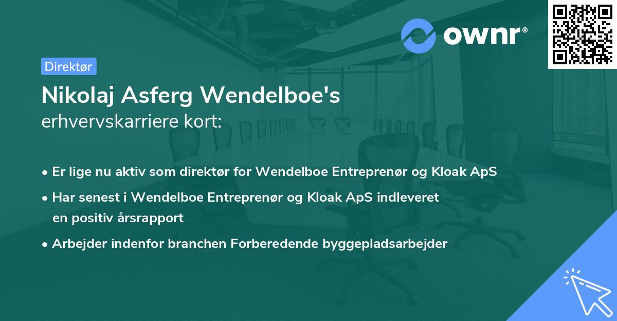 Nikolaj Asferg Wendelboe's erhvervskarriere kort