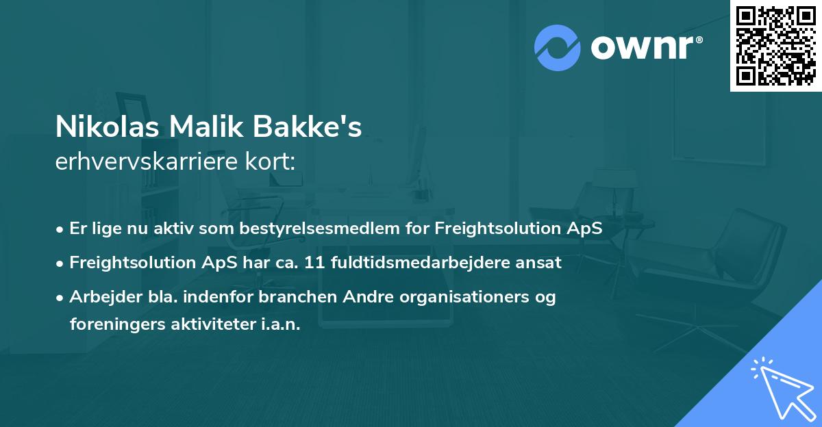 Nikolas Malik Bakke's erhvervskarriere kort